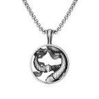 Pisces Zodiac Sculpted Tin Twin Fish Pendant Necklace