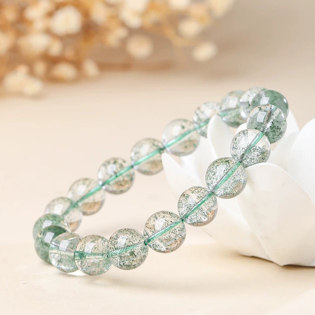 Natural Green Phantom Quartz Beaded Bracelet for Her | Calm