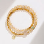 Courage Gold Rutilated Quartz Tiger Eye Layered Bracelet