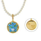 Gemini Zodiac Pearl Necklace with Golden Celestial Pendant