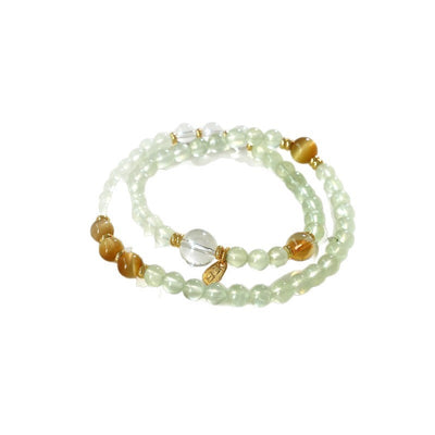 Natural Prehnite & Mixed Gemstone Wrap Bracelet for Women