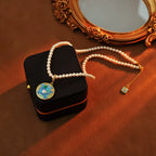 Scorpio Zodiac Pearl Necklace with Golden Celestial Pendant