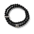 Black Obsidian Wrap Bracelet with Tibetan Slider | Unisex