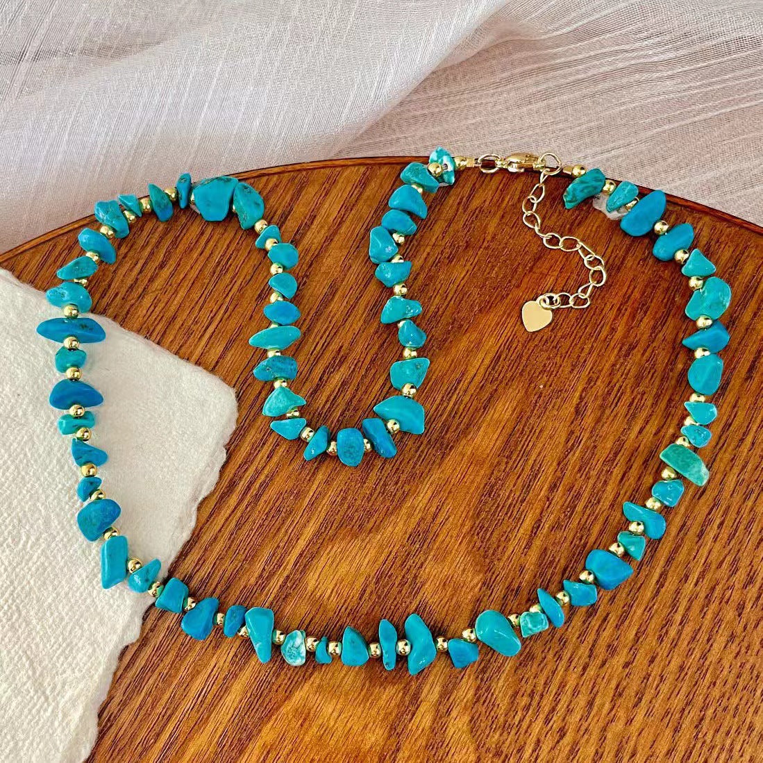 Growth & Opportunity Faux Turquoise Chip Collar Necklace