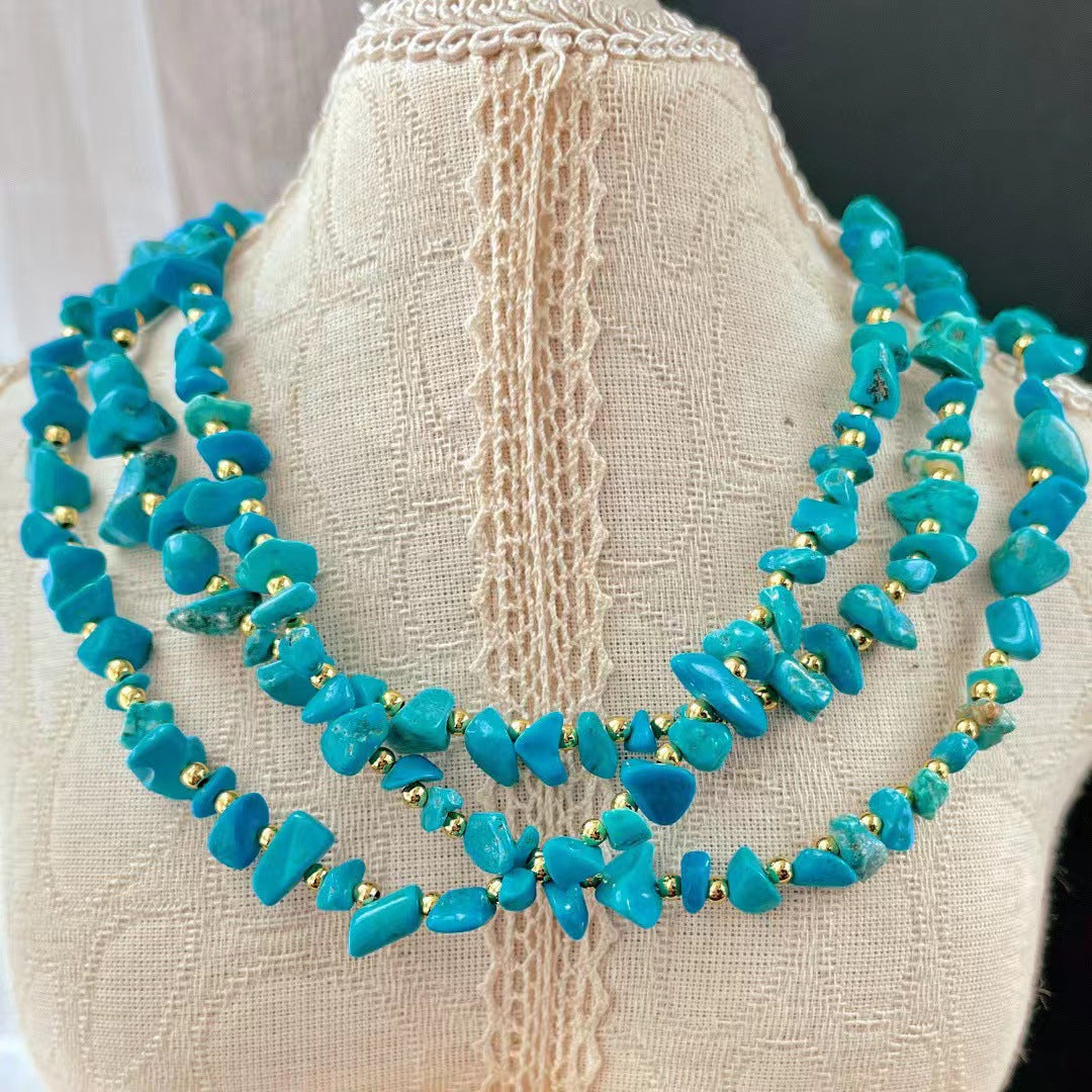 Growth & Opportunity Faux Turquoise Chip Collar Necklace