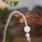 White Crystal Moonstone Double Wrap Bracelet Lucky Charm