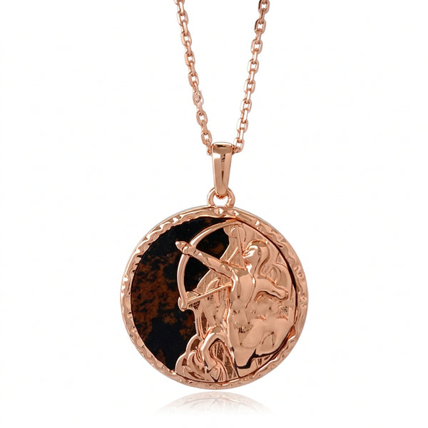 Sagittarius Pietersite Disc Pendant Necklace 