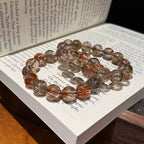 Natural Black Rutilated Quartz Beaded Bracelet | Strength