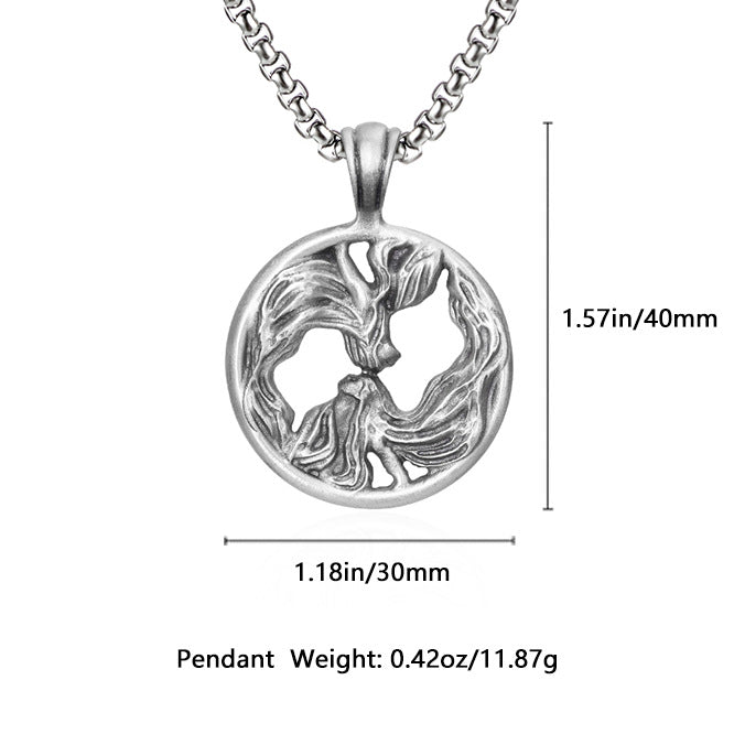 Gemini Zodiac Expressive Sculpted Tin Twins Pendant Necklace