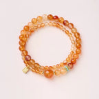 Koi Orange Agate 2-Wrap Bracelet with Peace Charm for Her