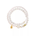 White Crystal Moonstone Double Wrap Bracelet Lucky Charm