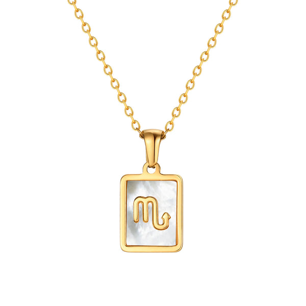 Scorpio Mother of Pearl Necklace | Zodiac Square Pendant