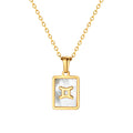 Gemini Mother of Pearl Necklace | Zodiac Square Pendant