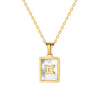 Gemini Mother of Pearl Necklace | Zodiac Square Pendant