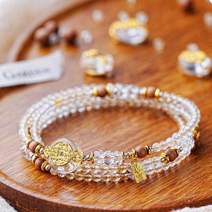 Citrine & Clear Quartz Wrap Bracelet | Taurus Zodiac Jewelry