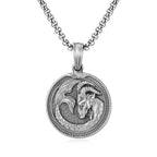 Leo Zodiac Majestic Sculpted Tin Lion Pendant Necklace