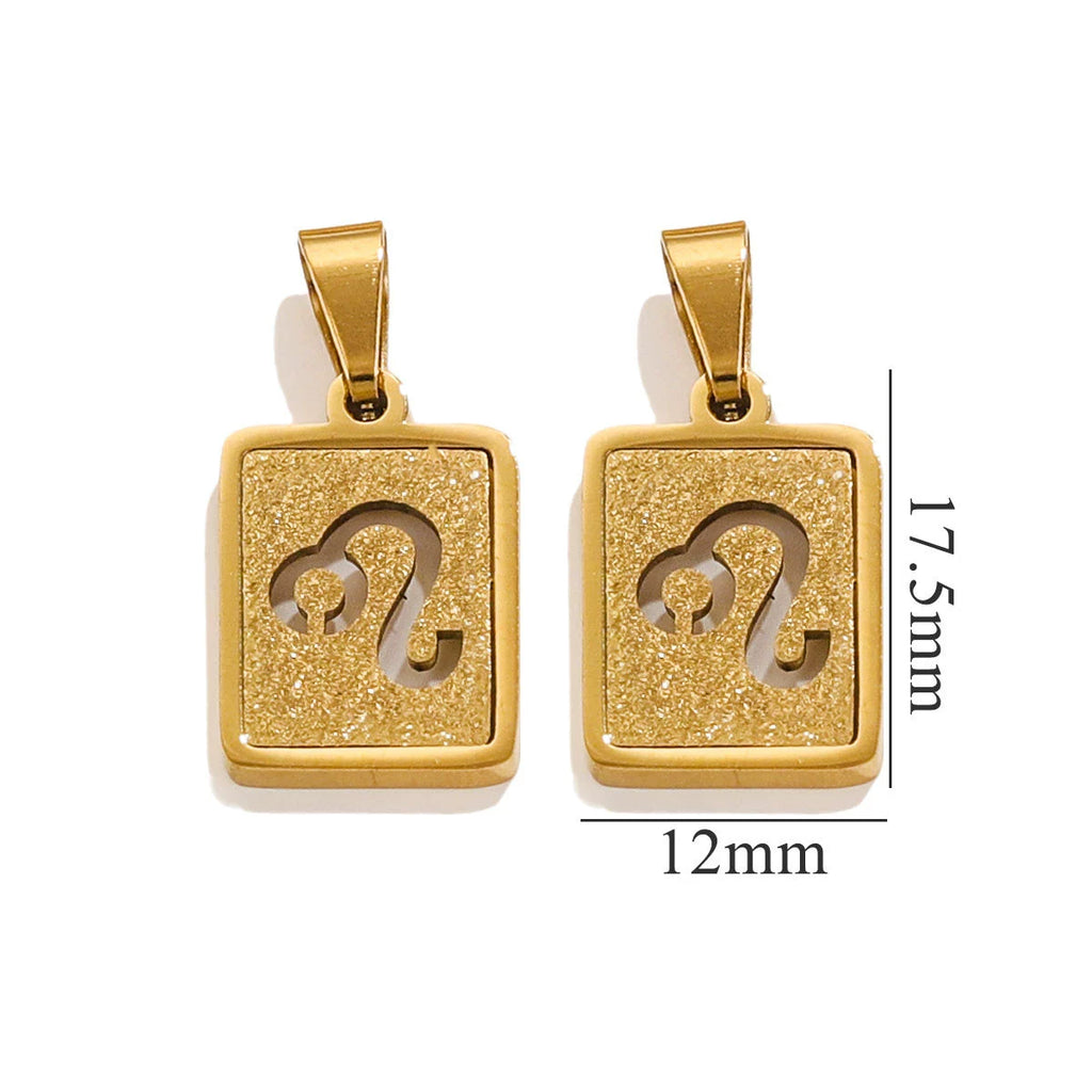 Leo Zodiac Celestial Square Pendant | Gold-Tone Jewelry