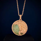 Capricorn Amazonite Disc Pendant Necklace in Copper Alloy