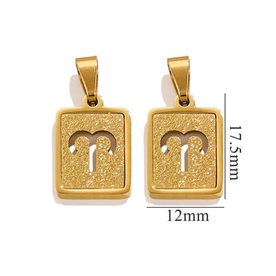 Aries Zodiac Celestial Square Pendant | Gold-Tone Jewelry
