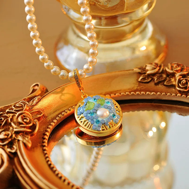 Gemini Zodiac Pearl Necklace with Golden Celestial Pendant