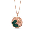Virgo Zodiac Malachite Disc Pendant Necklace