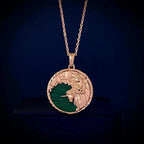 Virgo Zodiac Malachite Disc Pendant Necklace