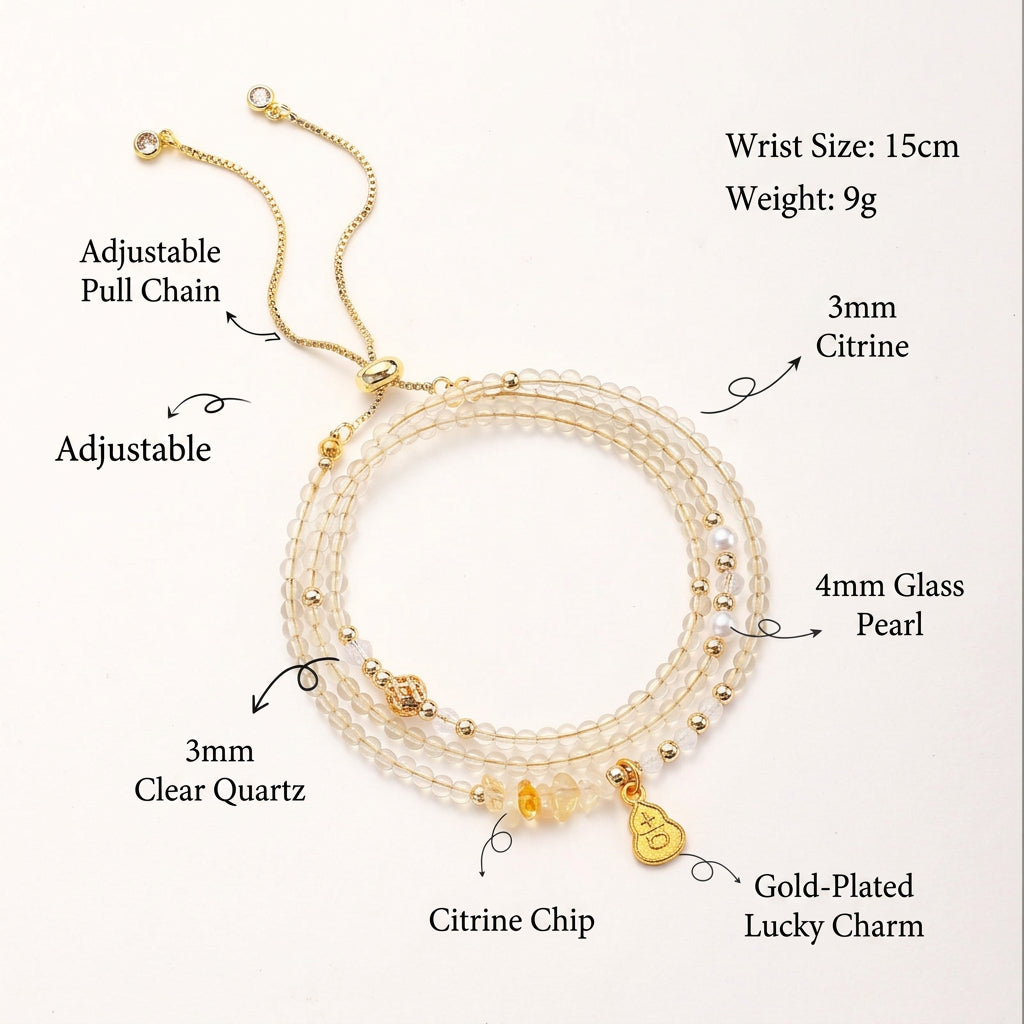 Natural Citrine Layered Wrap Bracelet | Prosperity & Joy