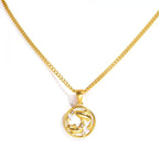 Pisces Gold-Tone Titanium Steel Coin Necklace