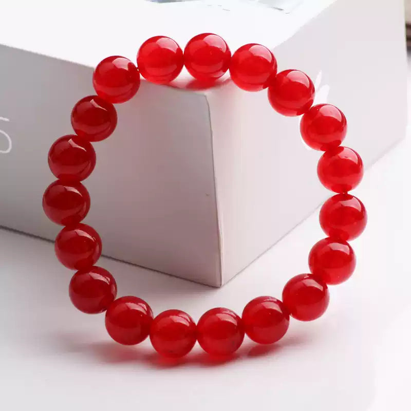 Natural Red Chalcedony Beaded Bracelet for Women | Vitality