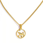 Taurus Gold-Tone Titanium Steel Coin Necklace
