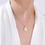 Sagittarius Mother of Pearl Necklace | Zodiac Square Pendant