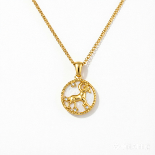 Aries Gold-Tone Titanium Steel Coin Necklace
