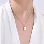 Aquarius Mother of Pearl Necklace | Zodiac Square Pendant